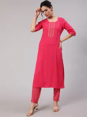 Aks Ethnic Motifs Yoke Design Straight Kurta And Trousers