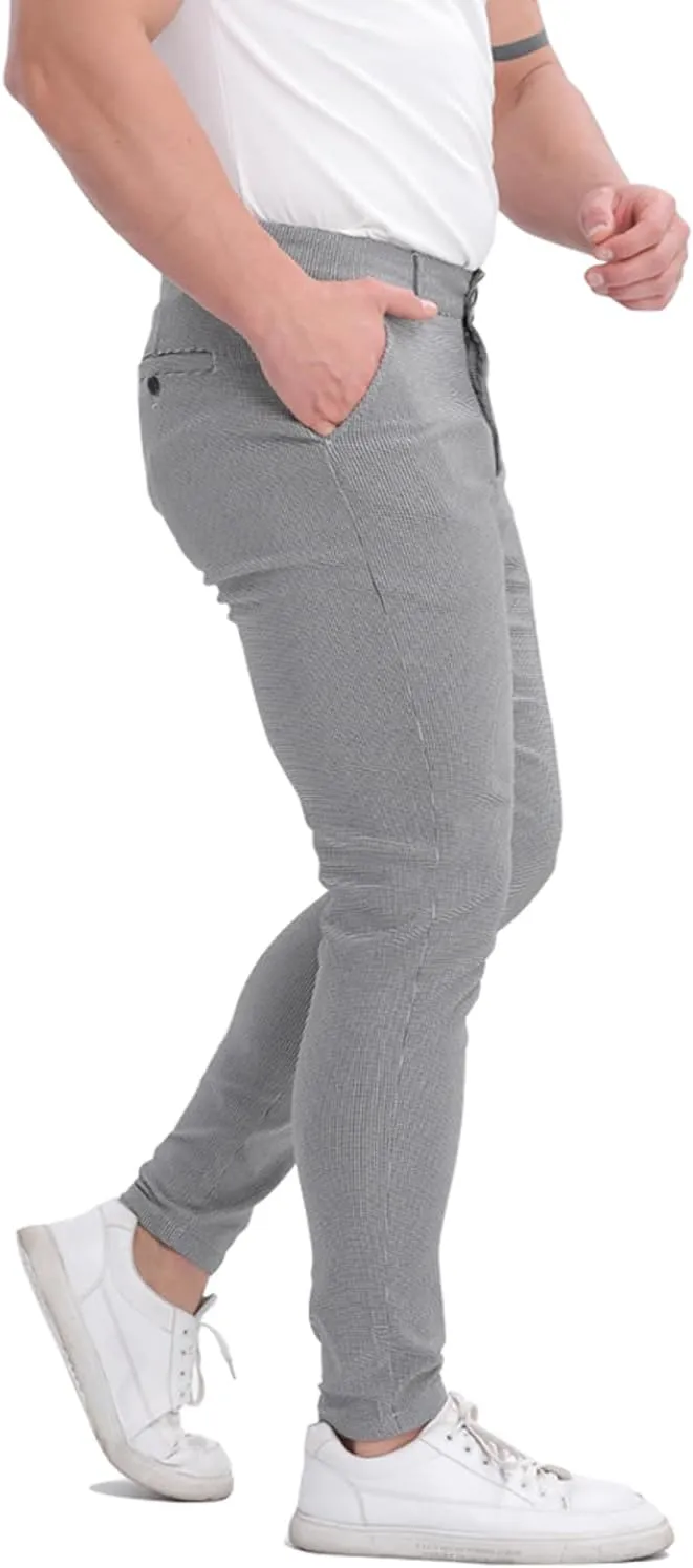ALLELMS Mens Chinos Slim Fit Stretch Flat-Front Skinny Dress Pants