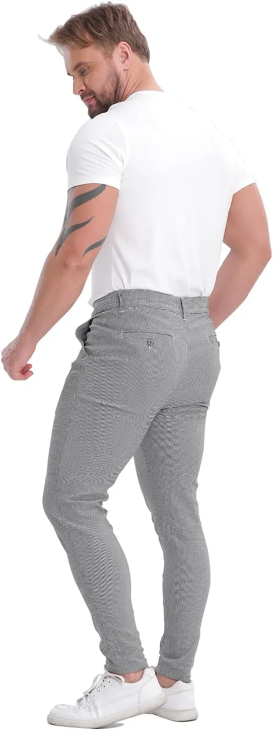 ALLELMS Mens Chinos Slim Fit Stretch Flat-Front Skinny Dress Pants