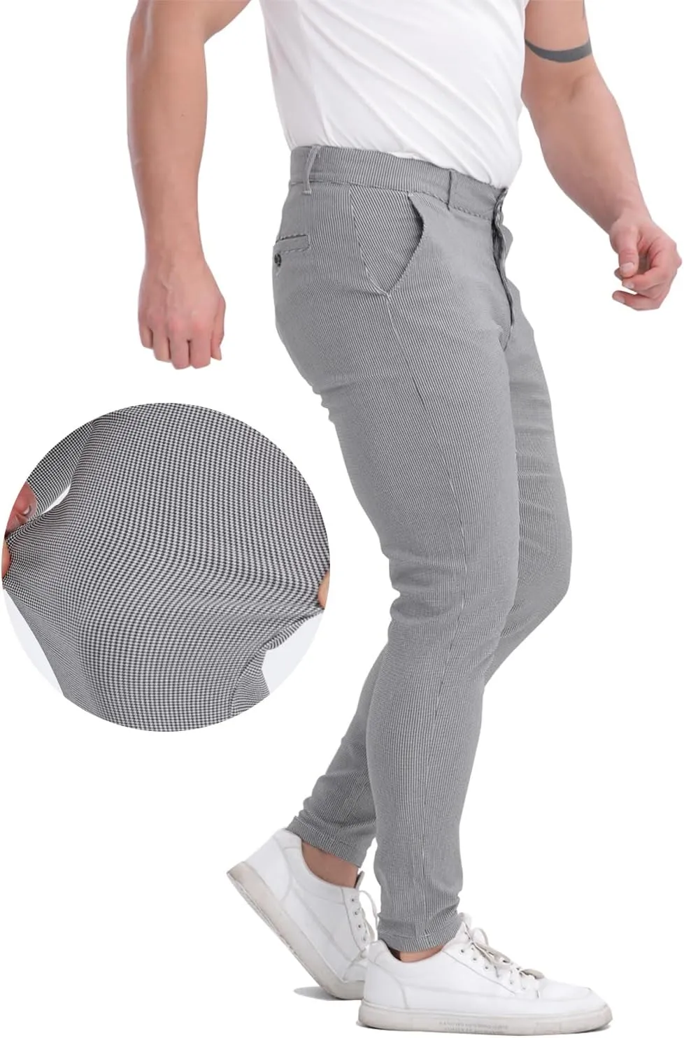 ALLELMS Mens Chinos Slim Fit Stretch Flat-Front Skinny Dress Pants