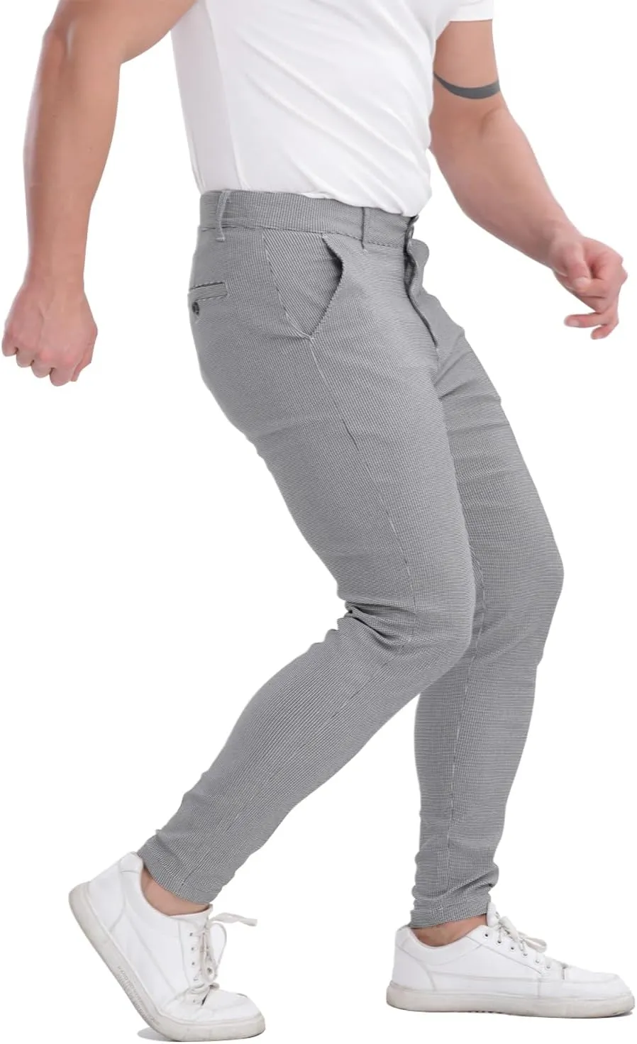 ALLELMS Mens Chinos Slim Fit Stretch Flat-Front Skinny Dress Pants