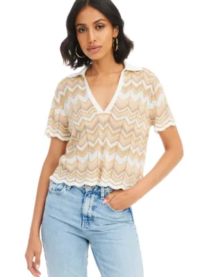 Allison Chevron Knit Pullover- Sand