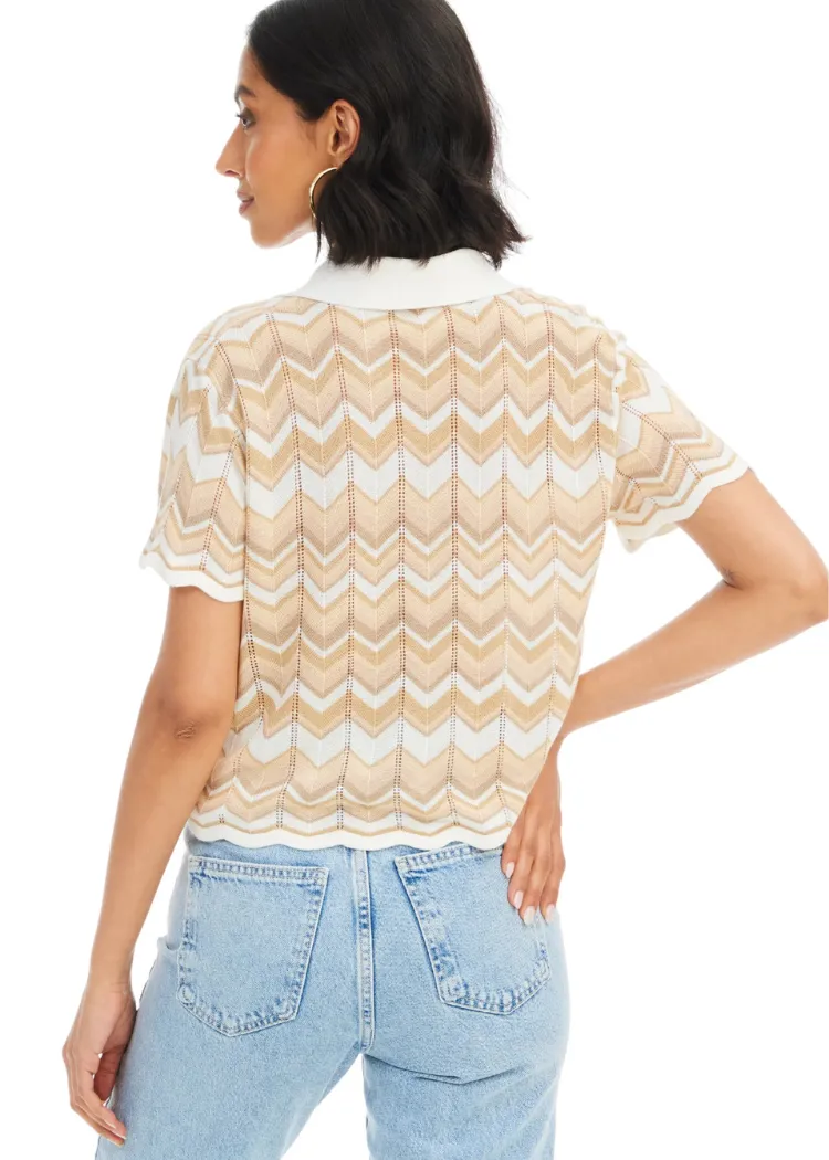 Allison Chevron Knit Pullover- Sand