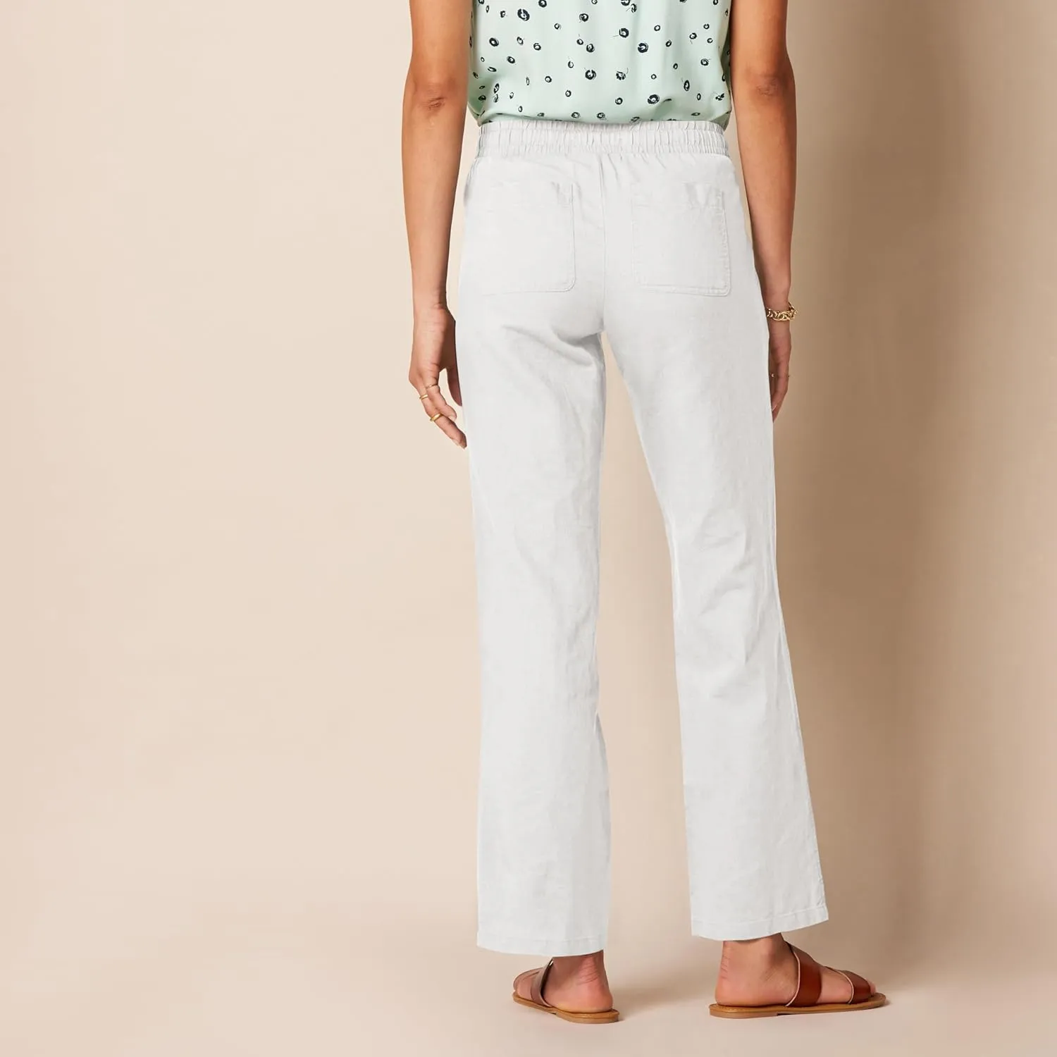 Amazon Essentials Women's Linen Blend Drawstring Relaxed Fit Wide Leg Pant (Available in Plus Size)