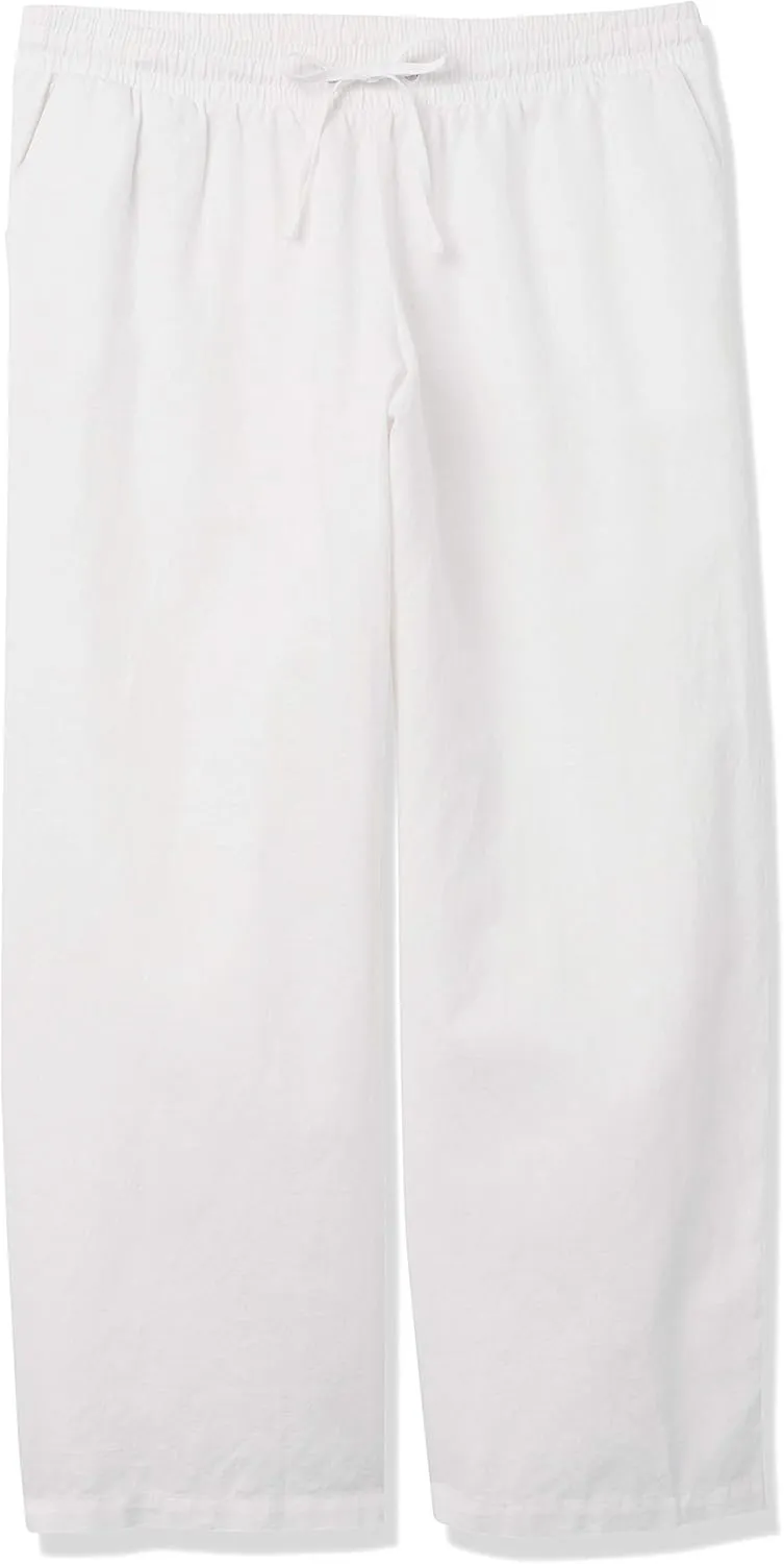 Amazon Essentials Women's Linen Blend Drawstring Relaxed Fit Wide Leg Pant (Available in Plus Size)