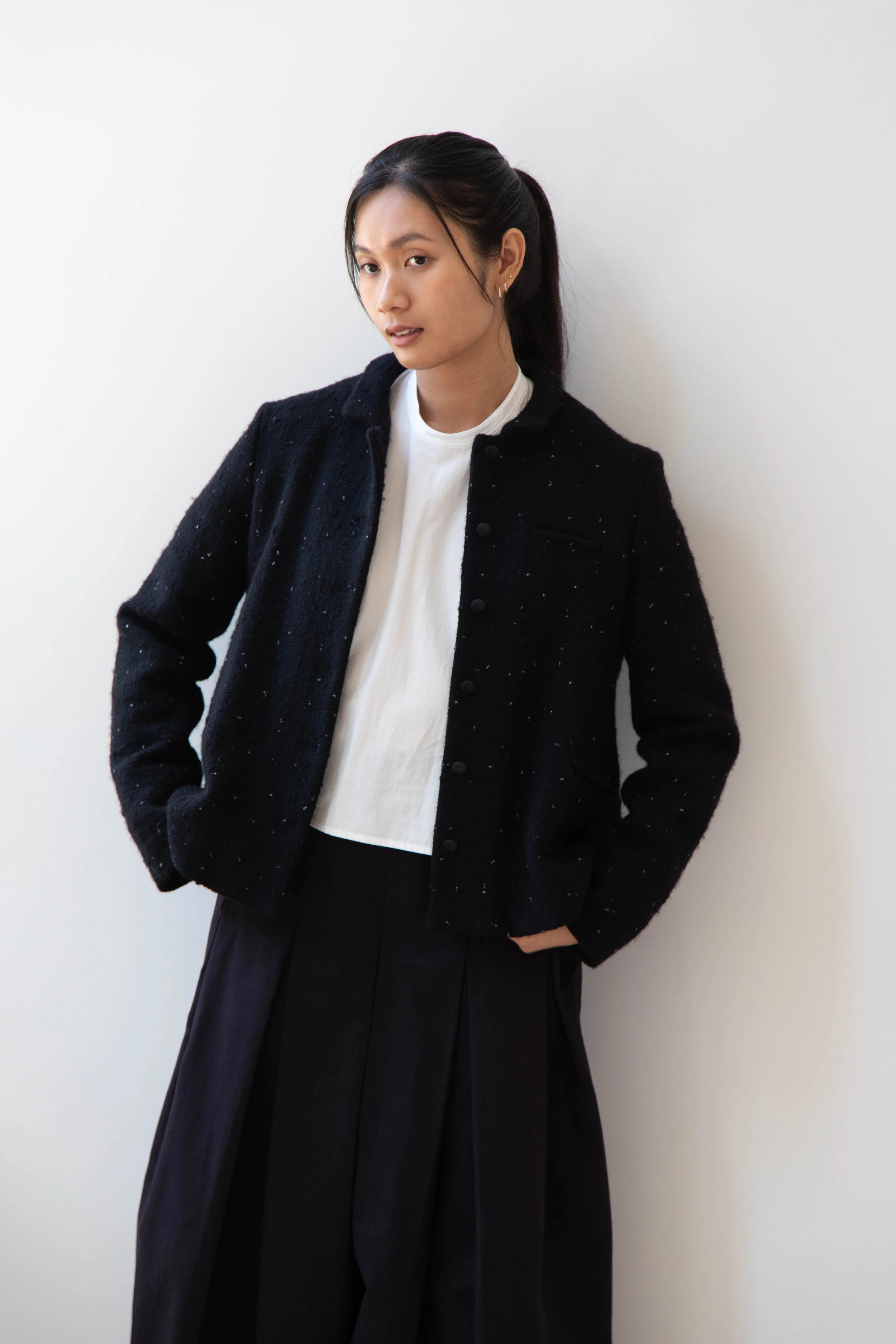 Apuntob | Jacket in Black with Tweed Dots