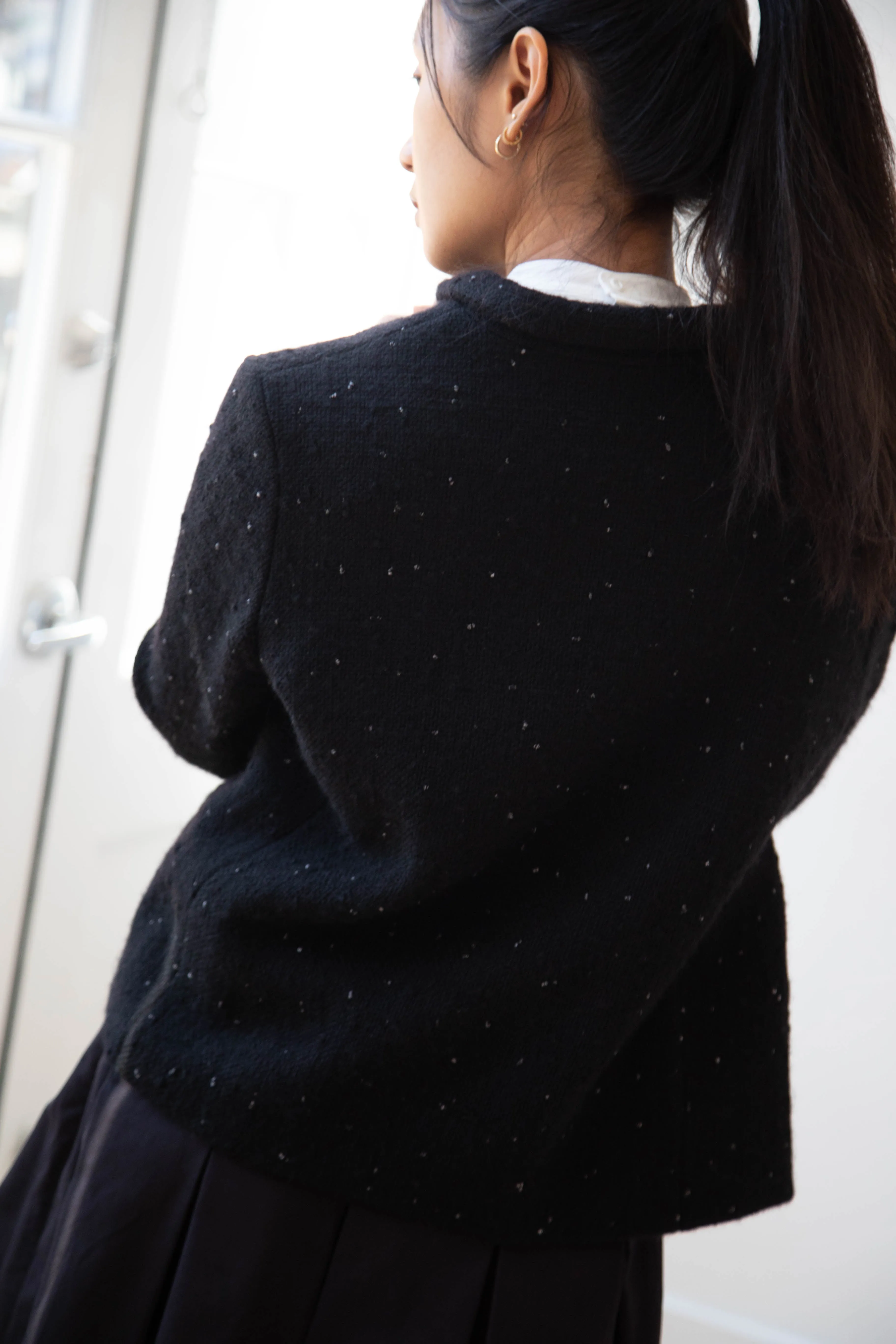 Apuntob | Jacket in Black with Tweed Dots