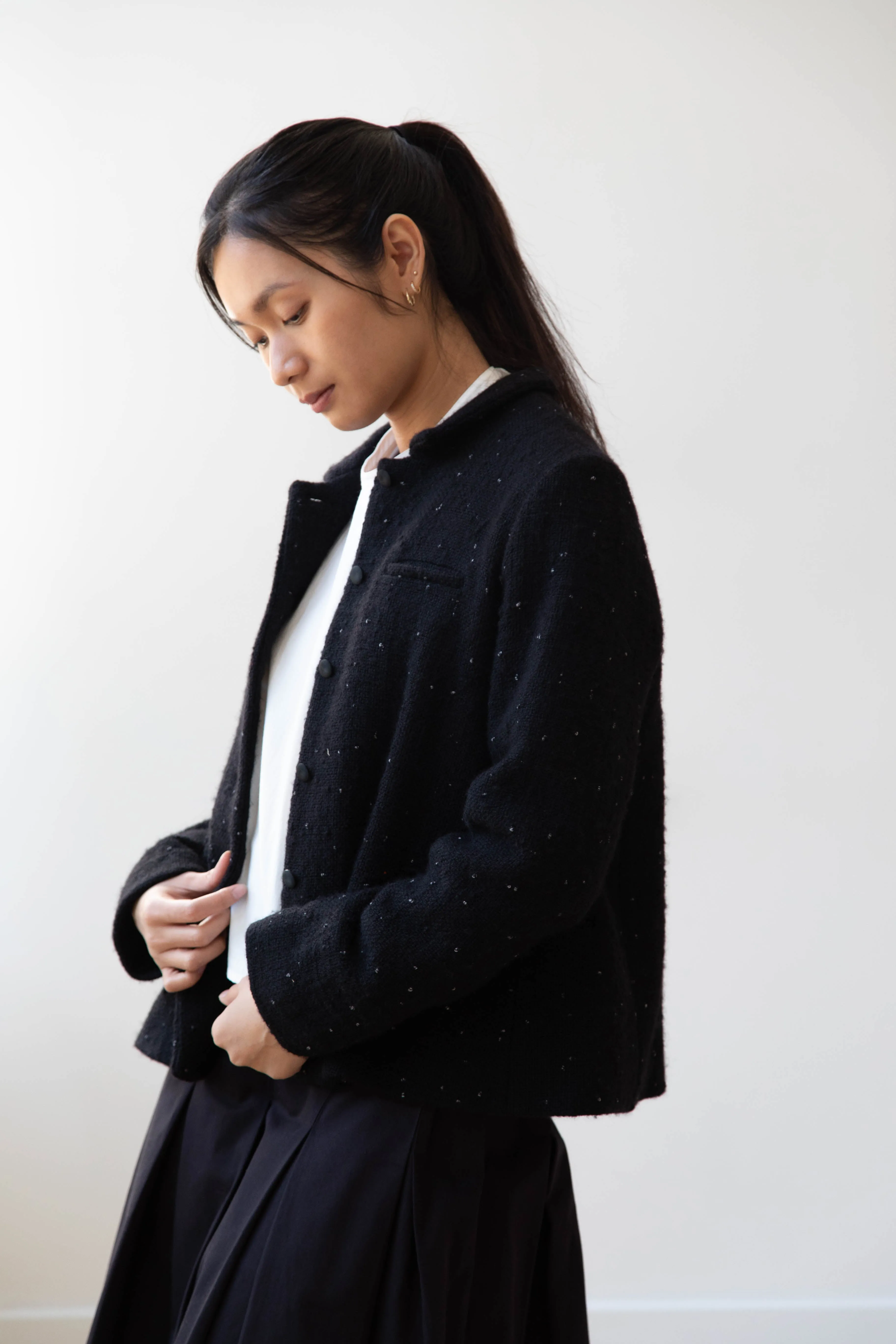 Apuntob | Jacket in Black with Tweed Dots