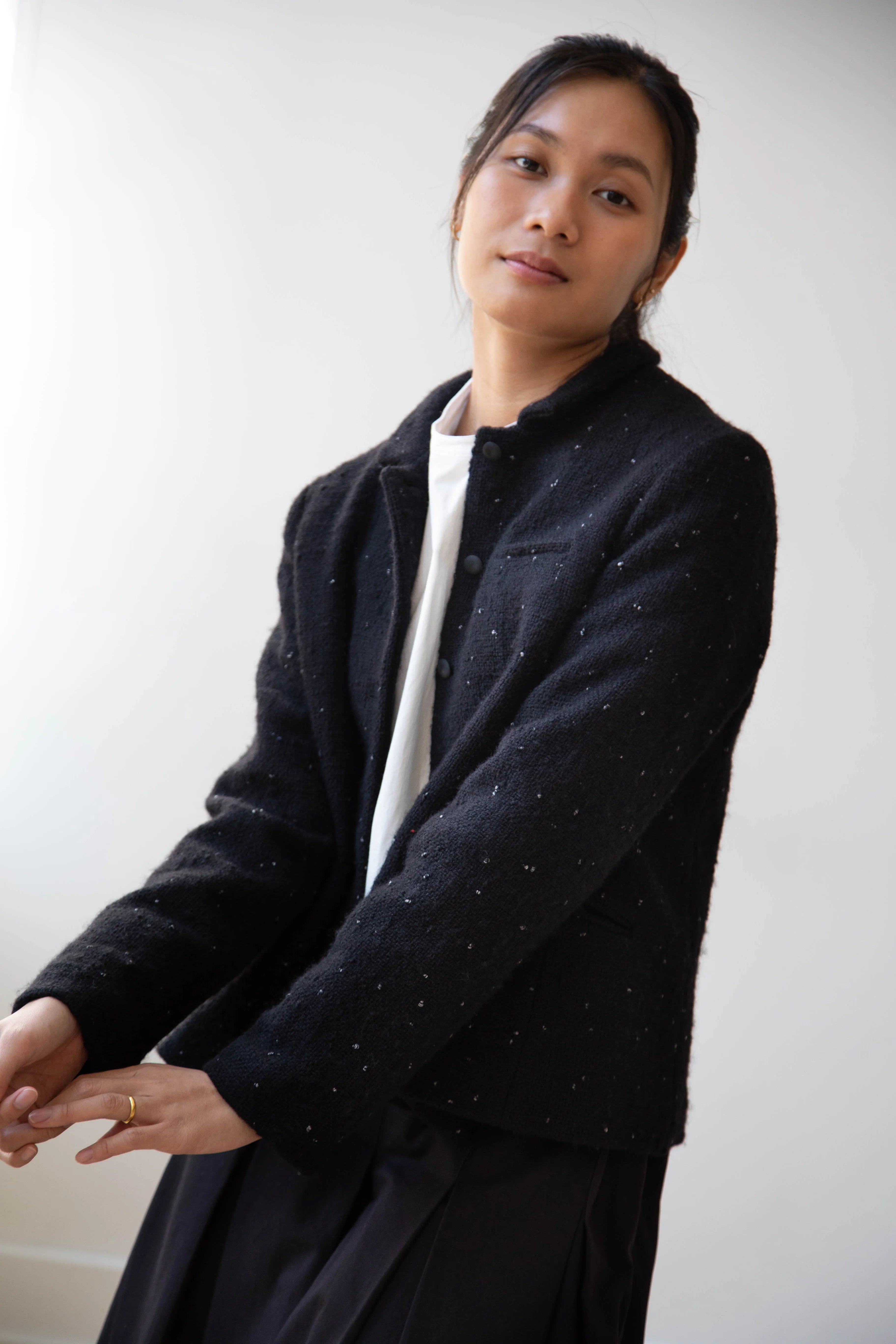Apuntob | Jacket in Black with Tweed Dots