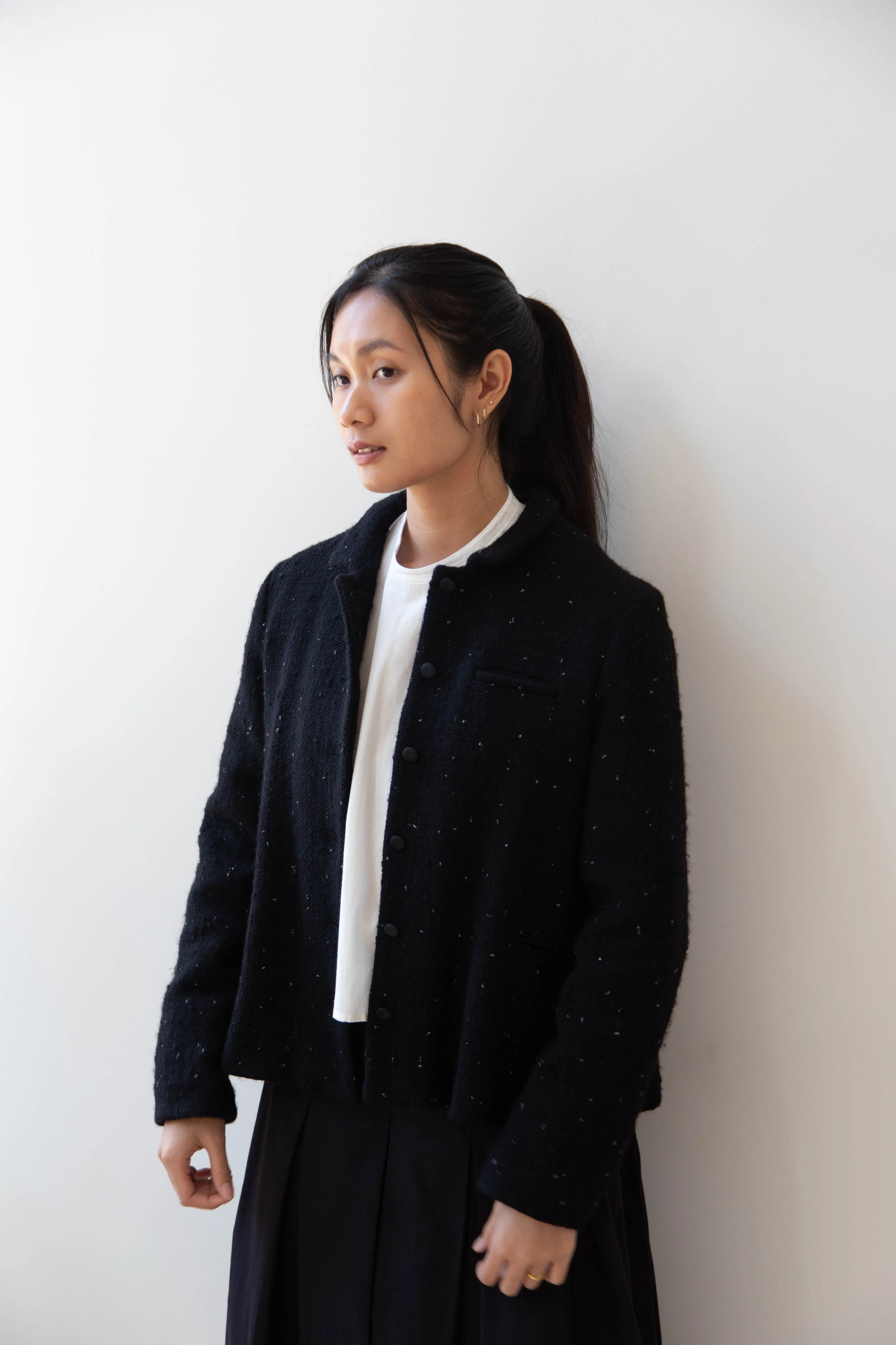 Apuntob | Jacket in Black with Tweed Dots