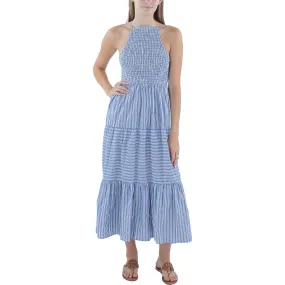 Aqua Womens Smocked Striped Sundress