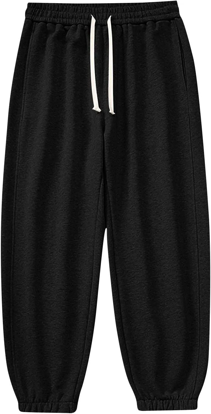 Aymnlox Mens Fashion Pants Solid Color Jogger Hiking Casual Pants Relaxed Fit Elastic Waist Drawstring Tapered Work Trousers