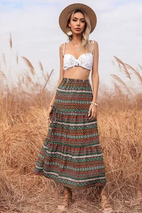 Boho Skirt, Hippie Skirts, Maxi Skirt, Green Herb