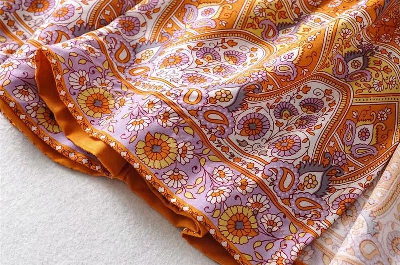 Boho Skirt, Hippie Skirts, Maxi Skirt, Wild Floral in Indian Yellow Mustard