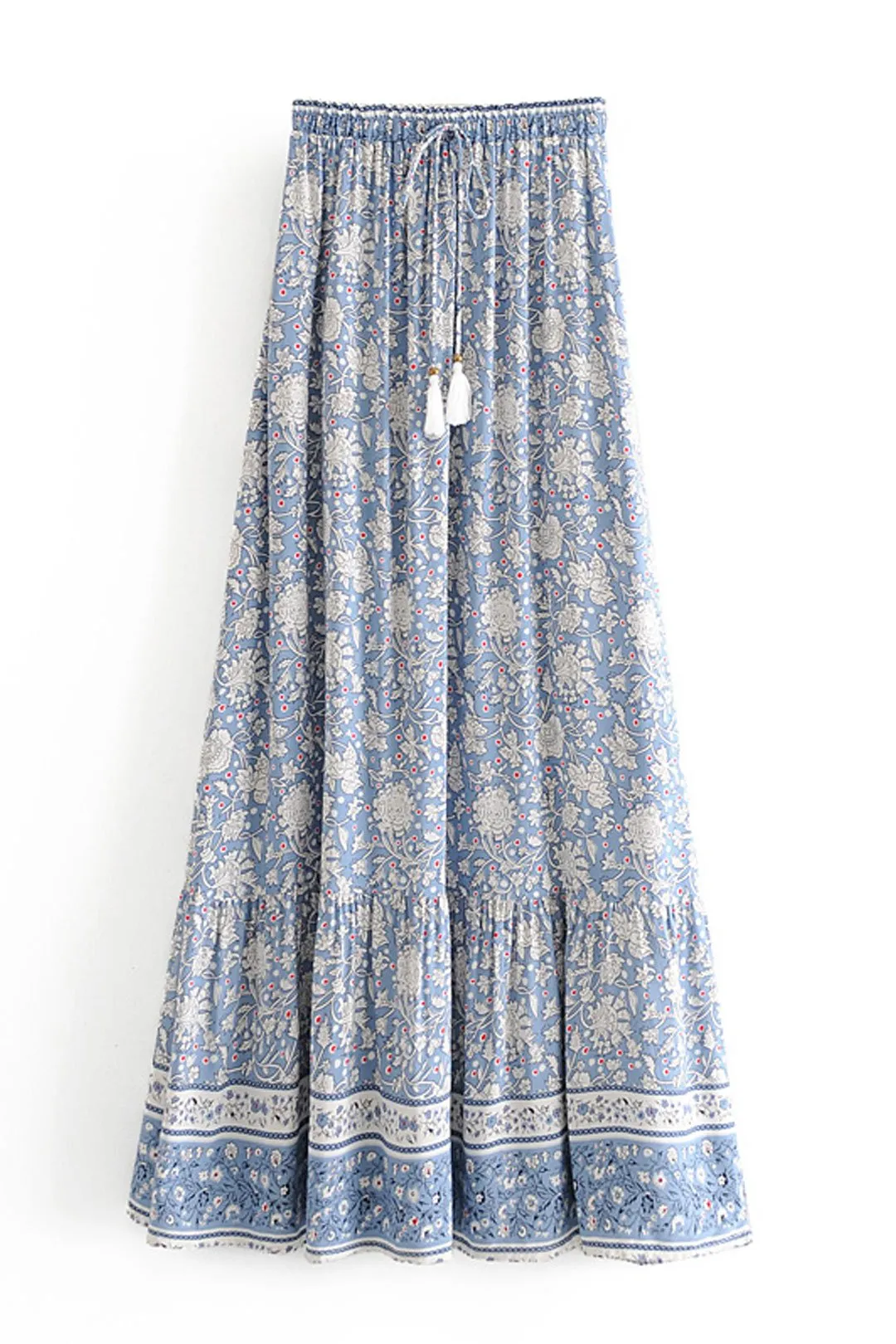Boho Skirt, Hippie Skirts, Maxi Skirt, Wild Flower Blue Sky