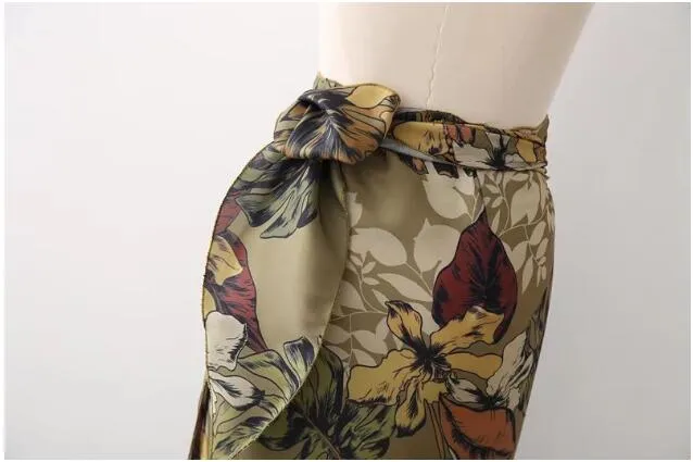 Boho Skirt, Hippie Skirts, Maxi Wrap Skirt, Green Tropical