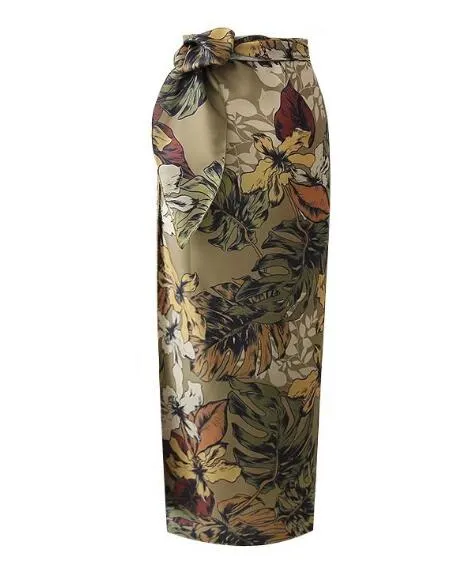 Boho Skirt, Hippie Skirts, Maxi Wrap Skirt, Green Tropical
