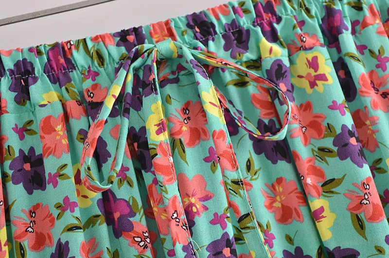 Boho Skirt, Hippie Skirts, Midi Skirt, Camila Flower in Green