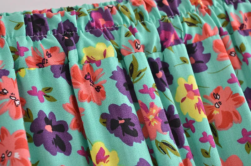 Boho Skirt, Hippie Skirts, Midi Skirt, Camila Flower in Green