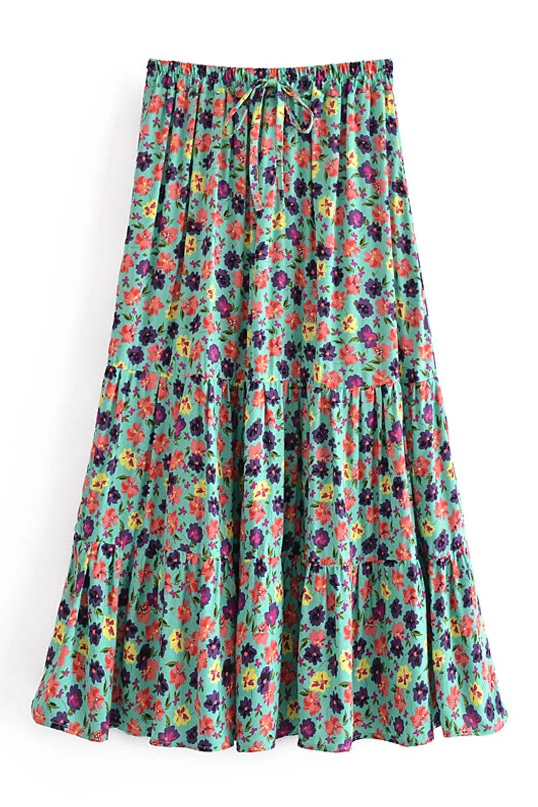 Boho Skirt, Hippie Skirts, Midi Skirt, Camila Flower in Green
