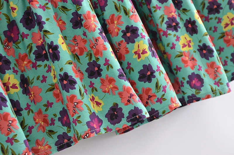 Boho Skirt, Hippie Skirts, Midi Skirt, Camila Flower in Green