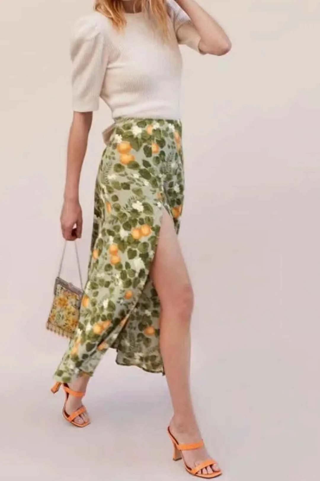 Boho Skirt, Hippie Skirts, Midi Skirt, Madarin Garden Green
