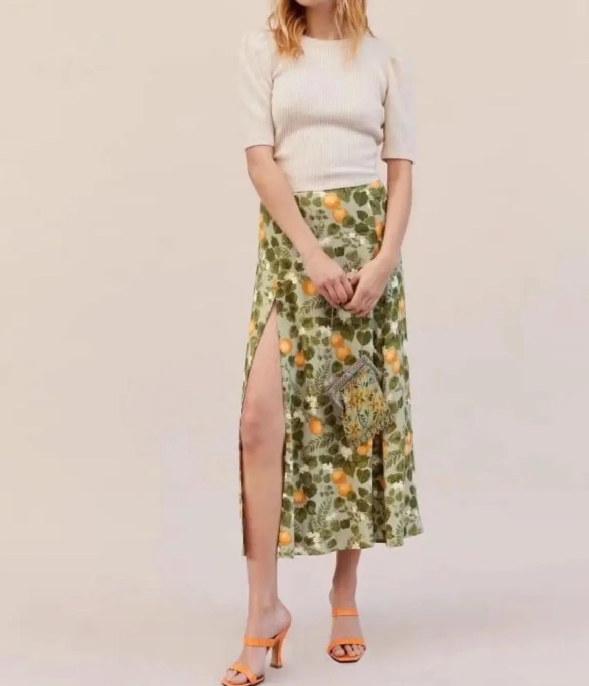 Boho Skirt, Hippie Skirts, Midi Skirt, Madarin Garden Green