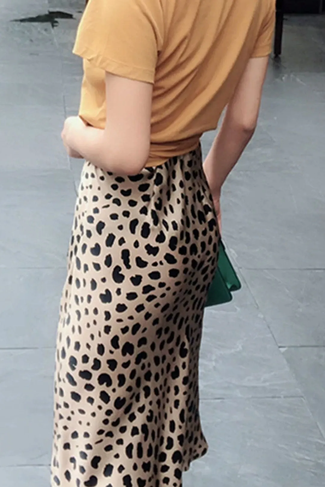 Boho Skirt, Hippie Skirts, Midi Skirt, Retro Satin Skirt, Paw Black White