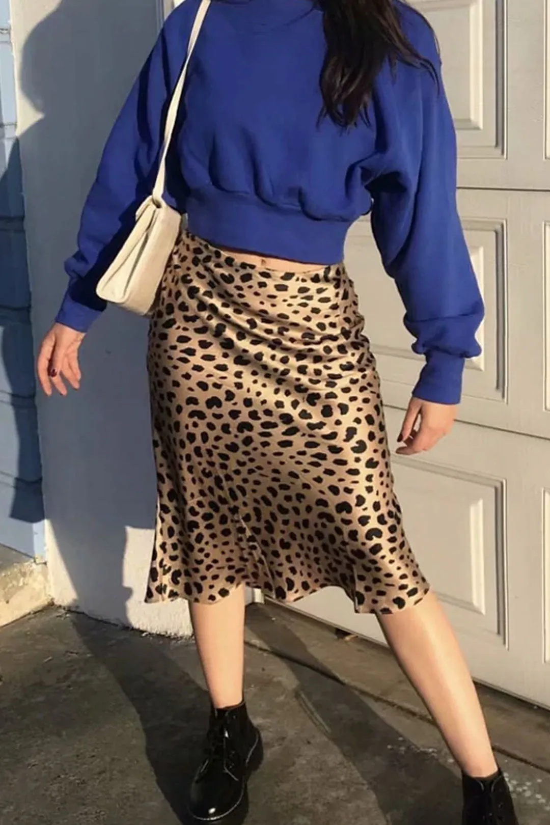 Boho Skirt, Hippie Skirts, Midi Skirt, Retro Satin Skirt, Paw Black White