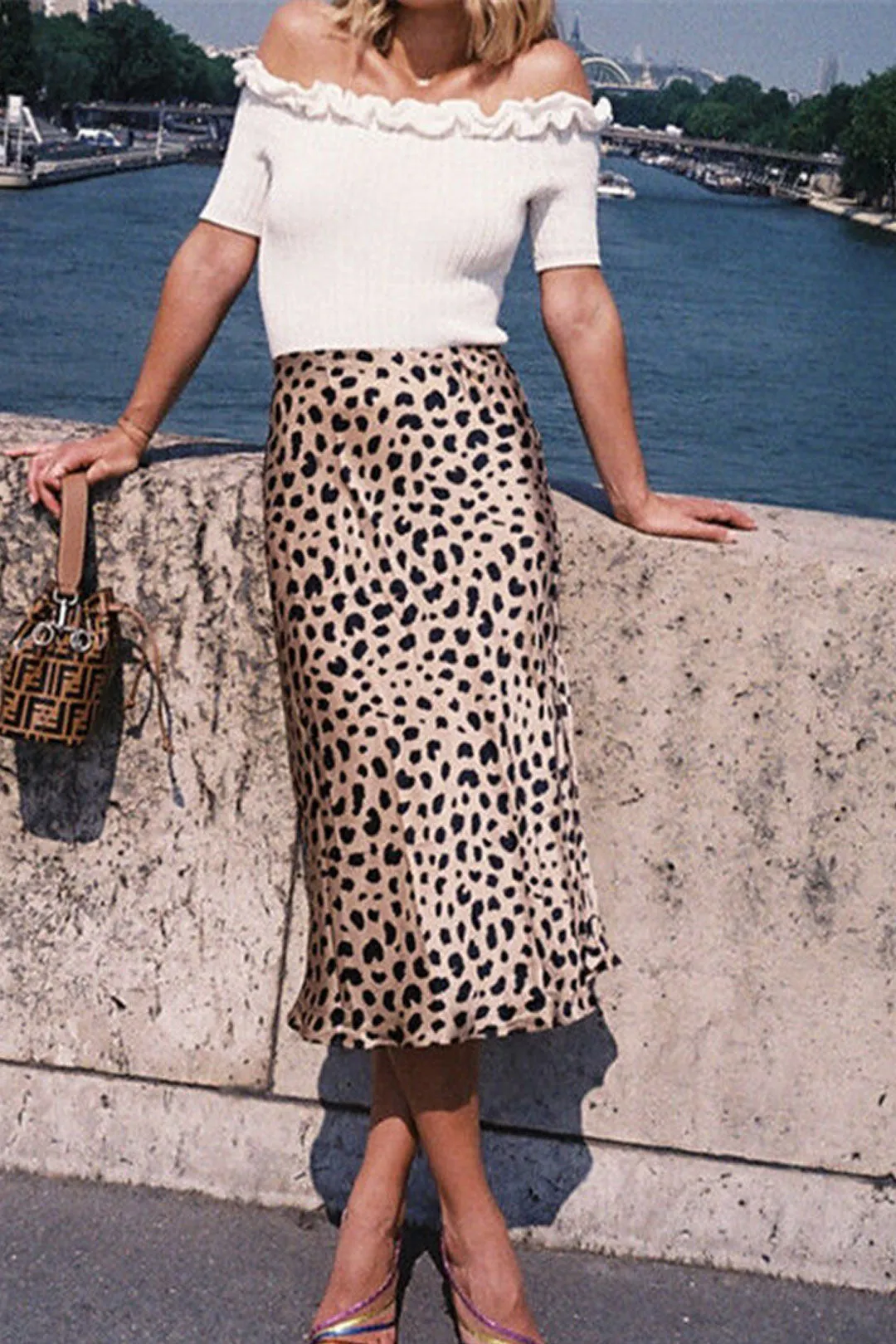 Boho Skirt, Hippie Skirts, Midi Skirt, Retro Satin Skirt, Paw Black White