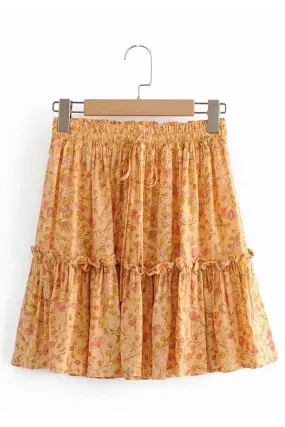 Boho Skirt, Hippie Skirts, Mini Skirt, Orange Nelia