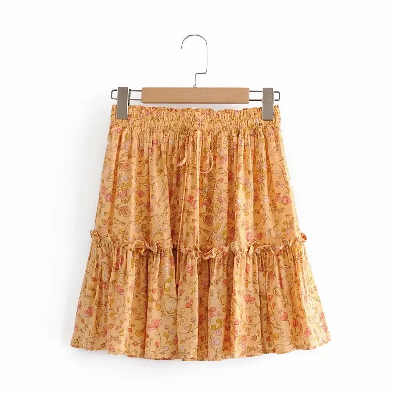 Boho Skirt, Hippie Skirts, Mini Skirt, Orange Nelia