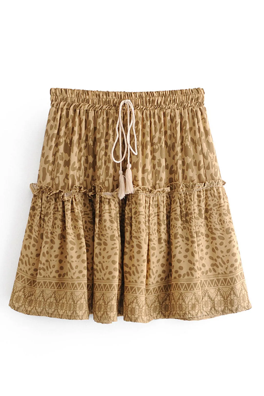Boho Skirt, Hippie Skirts, Mini Skirt, Yellow Tiger