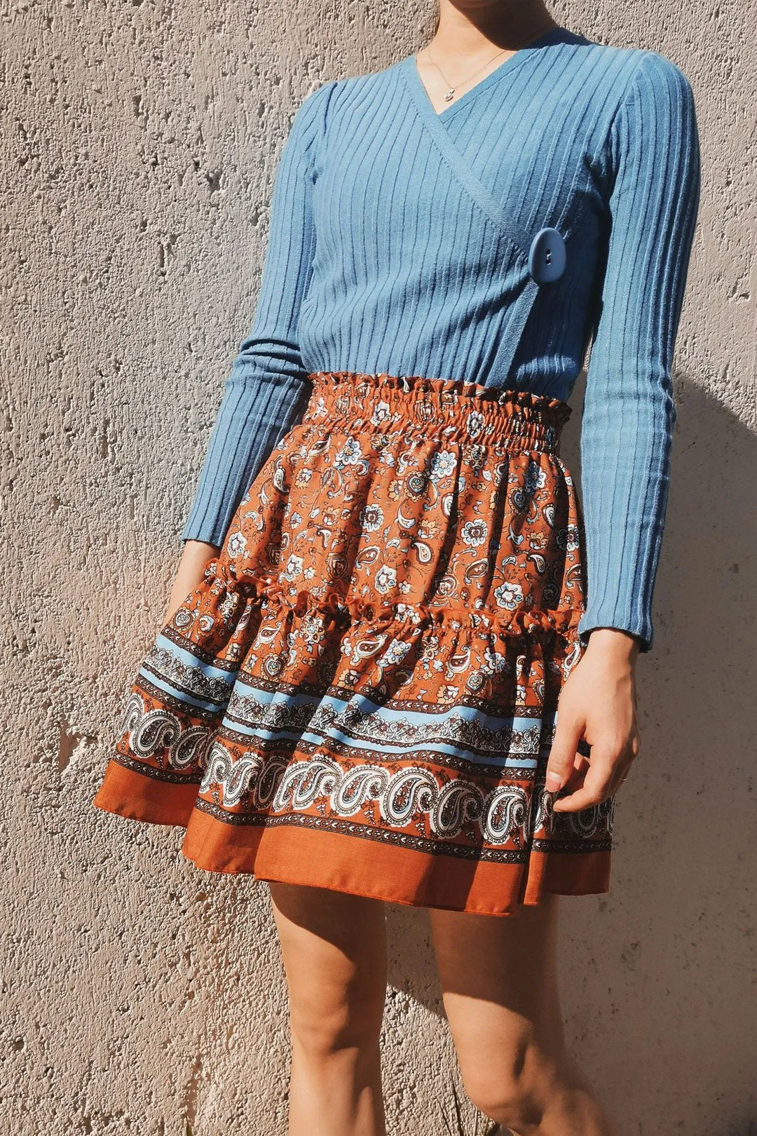 Boho Skirt, Hippie Skirts, Mini Skirt, Yellow Tiger