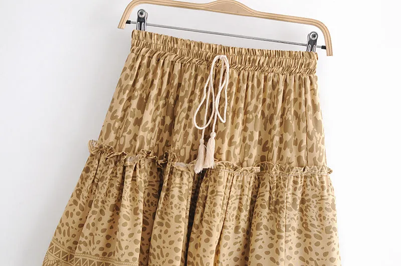 Boho Skirt, Hippie Skirts, Mini Skirt, Yellow Tiger