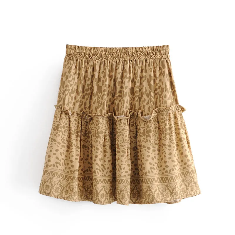 Boho Skirt, Hippie Skirts, Mini Skirt, Yellow Tiger