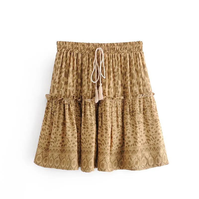 Boho Skirt, Hippie Skirts, Mini Skirt, Yellow Tiger