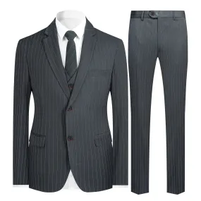 Classic Grey 3-Piece Striped Suit
