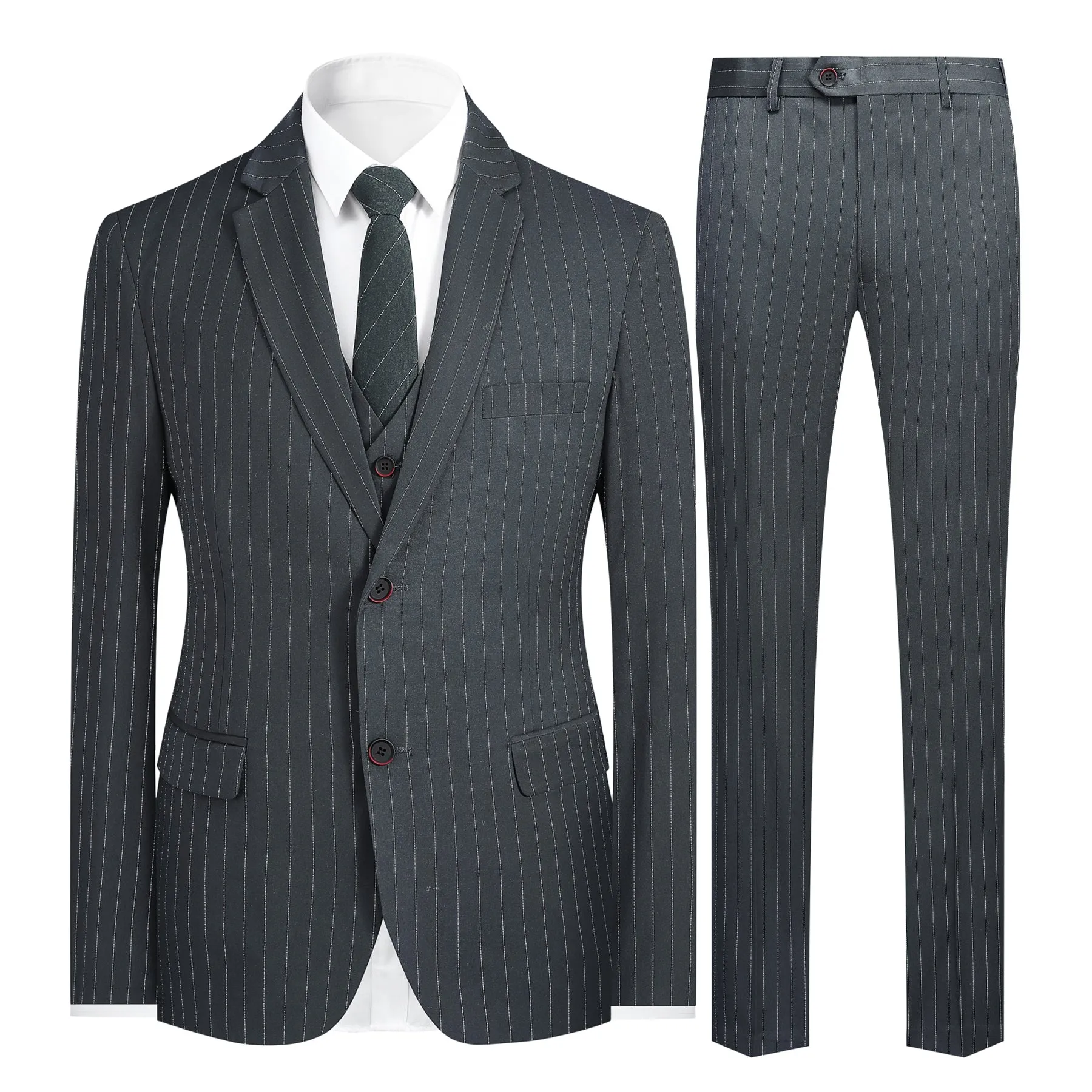 Classic Grey 3-Piece Striped Suit
