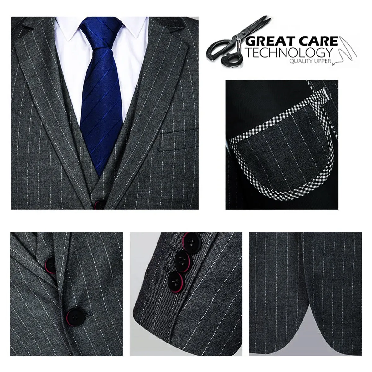 Classic Grey 3-Piece Striped Suit