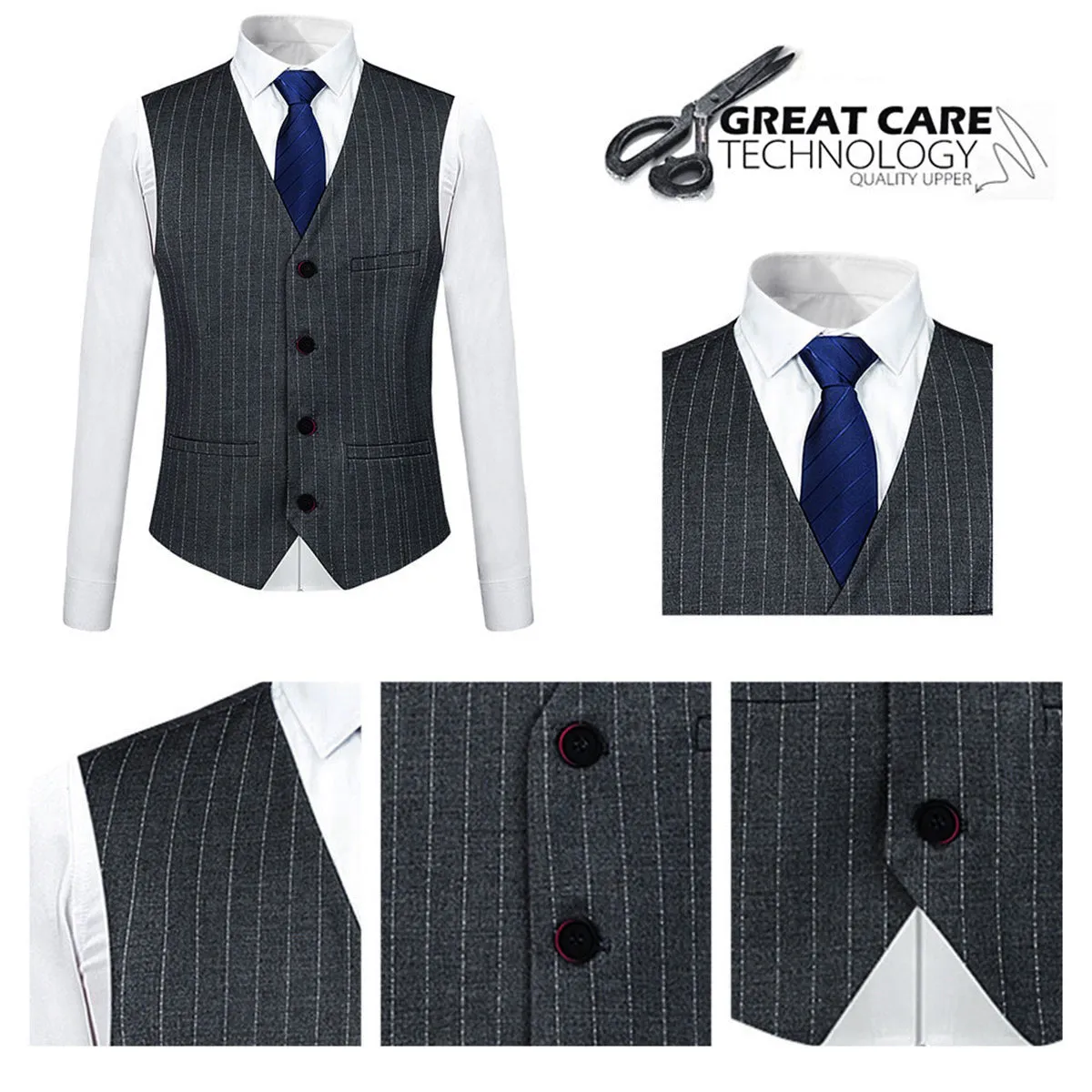 Classic Grey 3-Piece Striped Suit