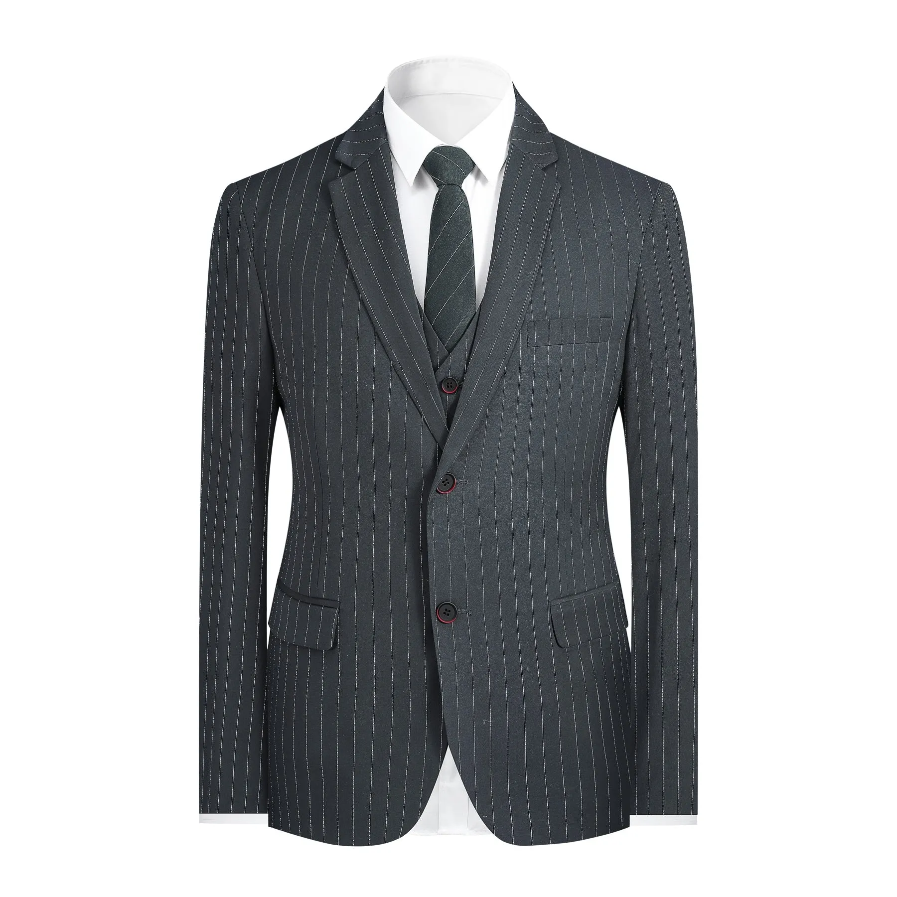 Classic Grey 3-Piece Striped Suit