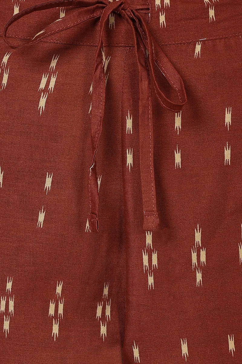 Cotton Blend Blend Black Ikat Printed Straight Kurta With Pant