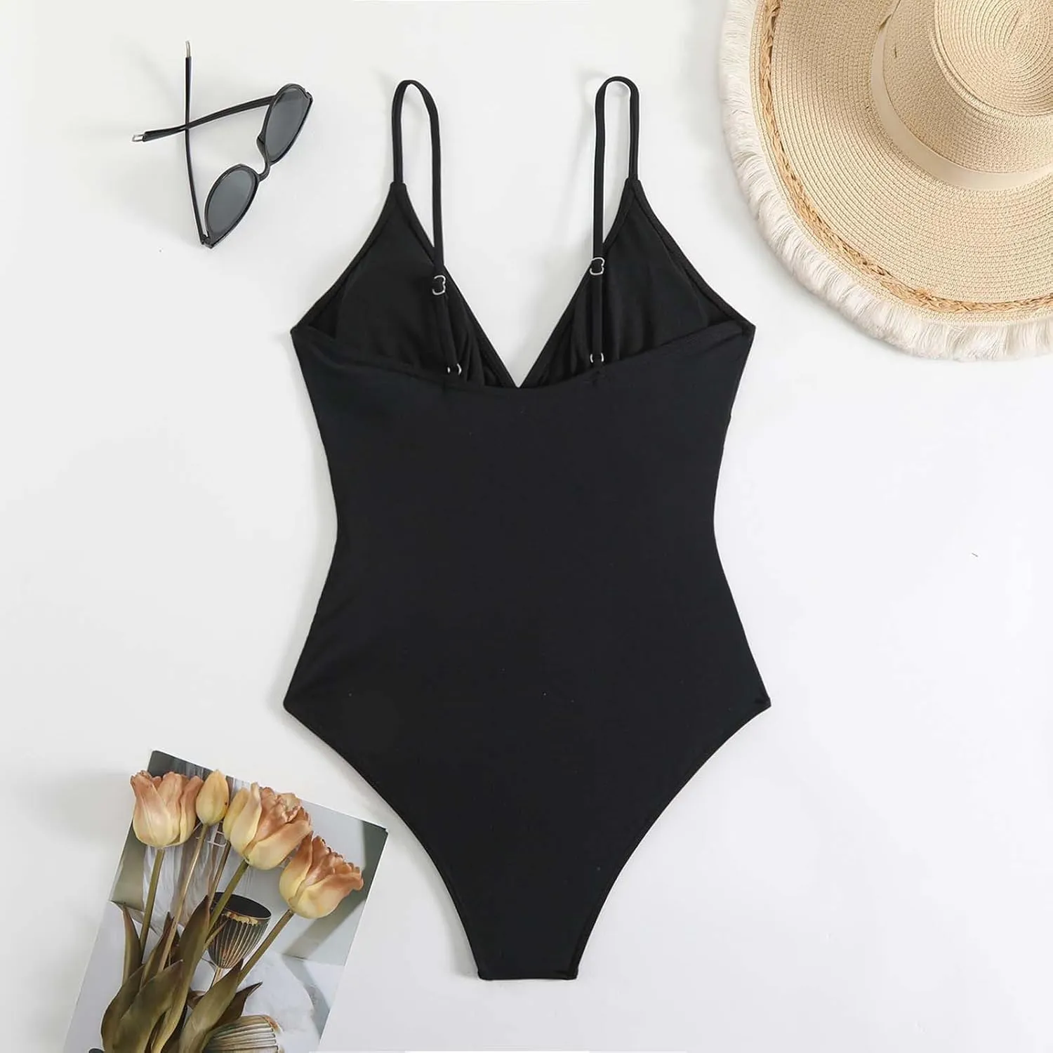 Cute One Piece Swimsuit for Women 2025 Trendy Spaghetti Straps Tummy Control Bathing Suits Summer Beach Swimwear