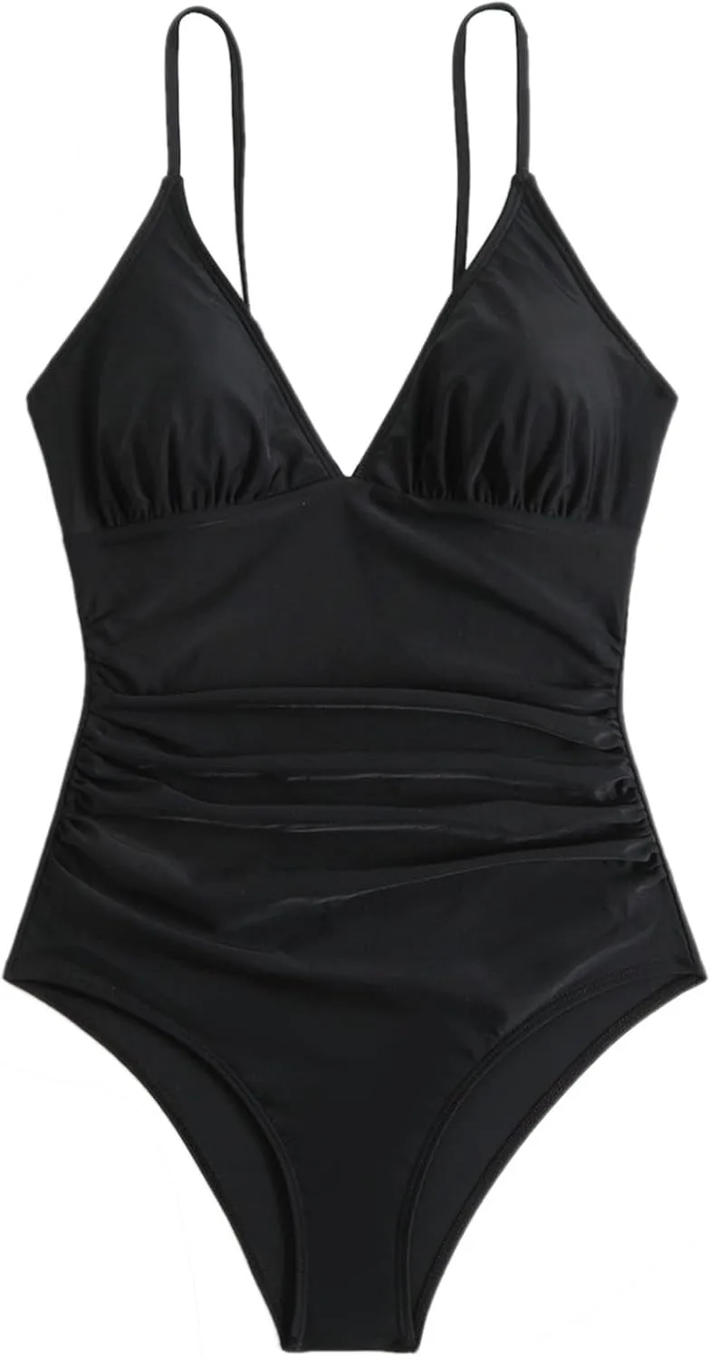 Cute One Piece Swimsuit for Women 2025 Trendy Spaghetti Straps Tummy Control Bathing Suits Summer Beach Swimwear
