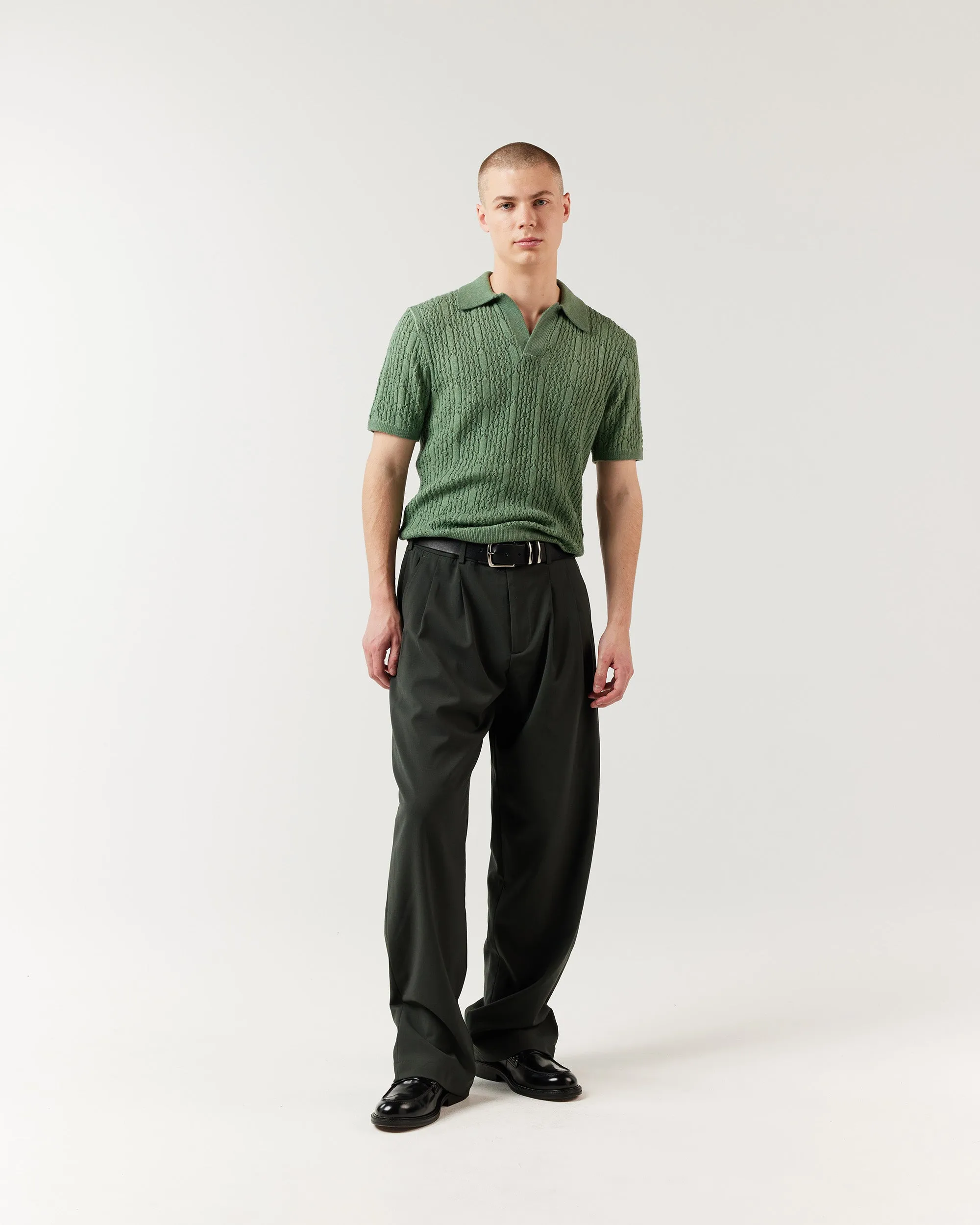 Diamond Knit Polo - Olive