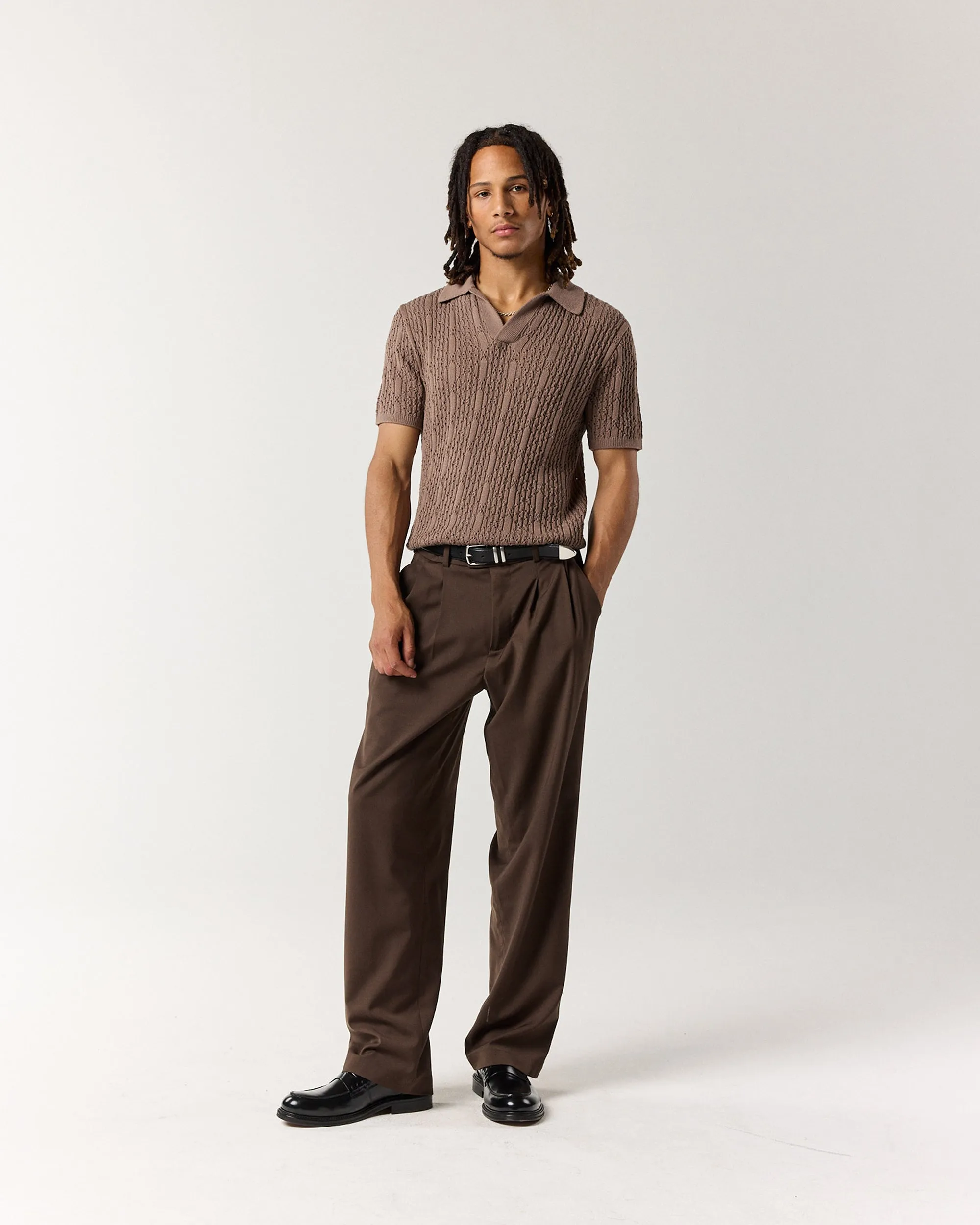 Diamond Knit Polo - Walnut