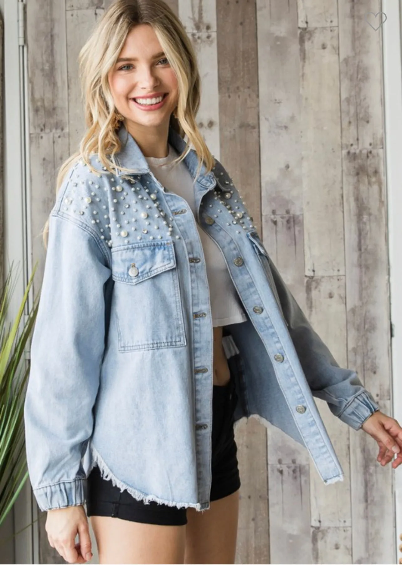 Dipped in Pearls Denim Jacket