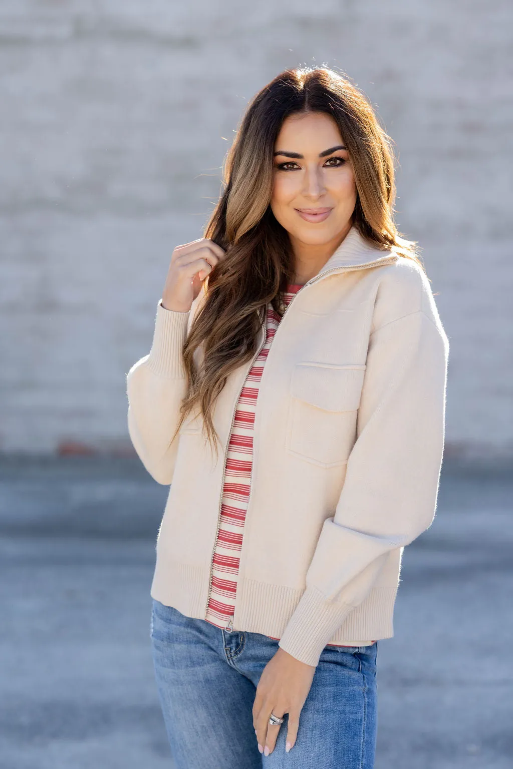 Dual Pocket Sweater Jacket