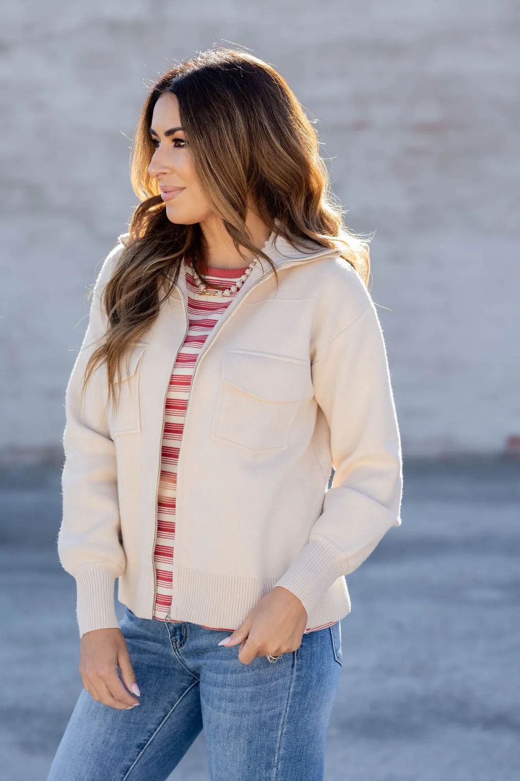 Dual Pocket Sweater Jacket